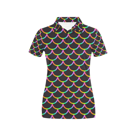 Mermaid Tail Rainbow Design Print Women's Polo Shirt