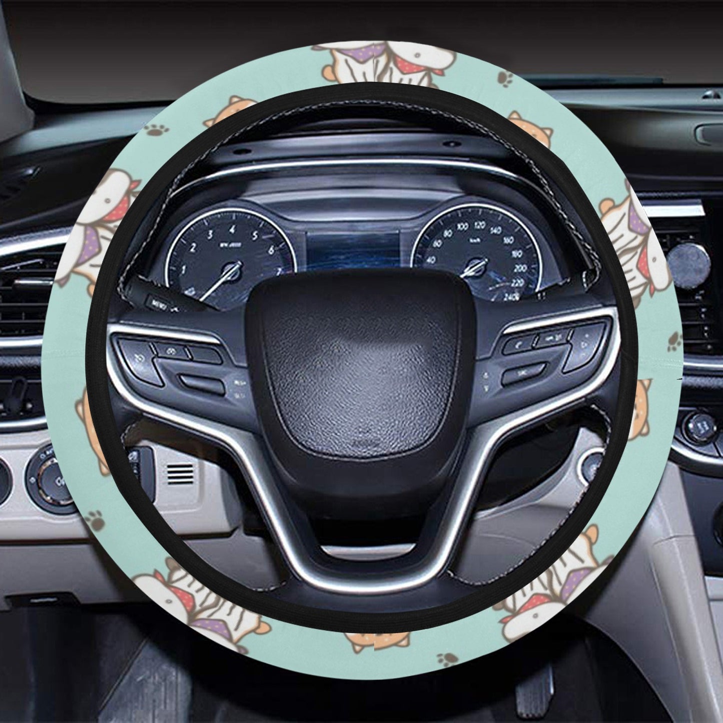 Shiba Inu Print Design LKS302 Steering Wheel Cover with Elastic Edge