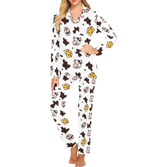 Cow Pattern Print Design 06 Women's Long Pajama Set