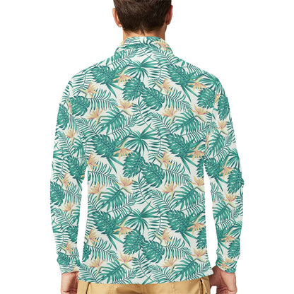 Bird Of Paradise Pattern Print Design 05 Long Sleeve Polo Shirt For Men's