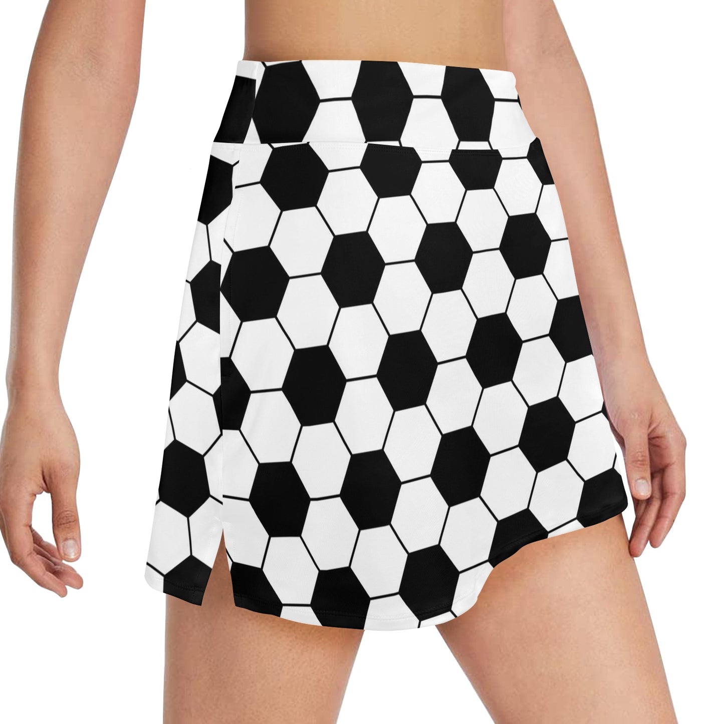 Soccer Ball Texture Print Design LKS303 17" Golf & Pickleball Skort with Pockets