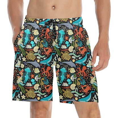 Underwater Animal Print Design LKS301 Men's Swim Trunks Beach Shorts