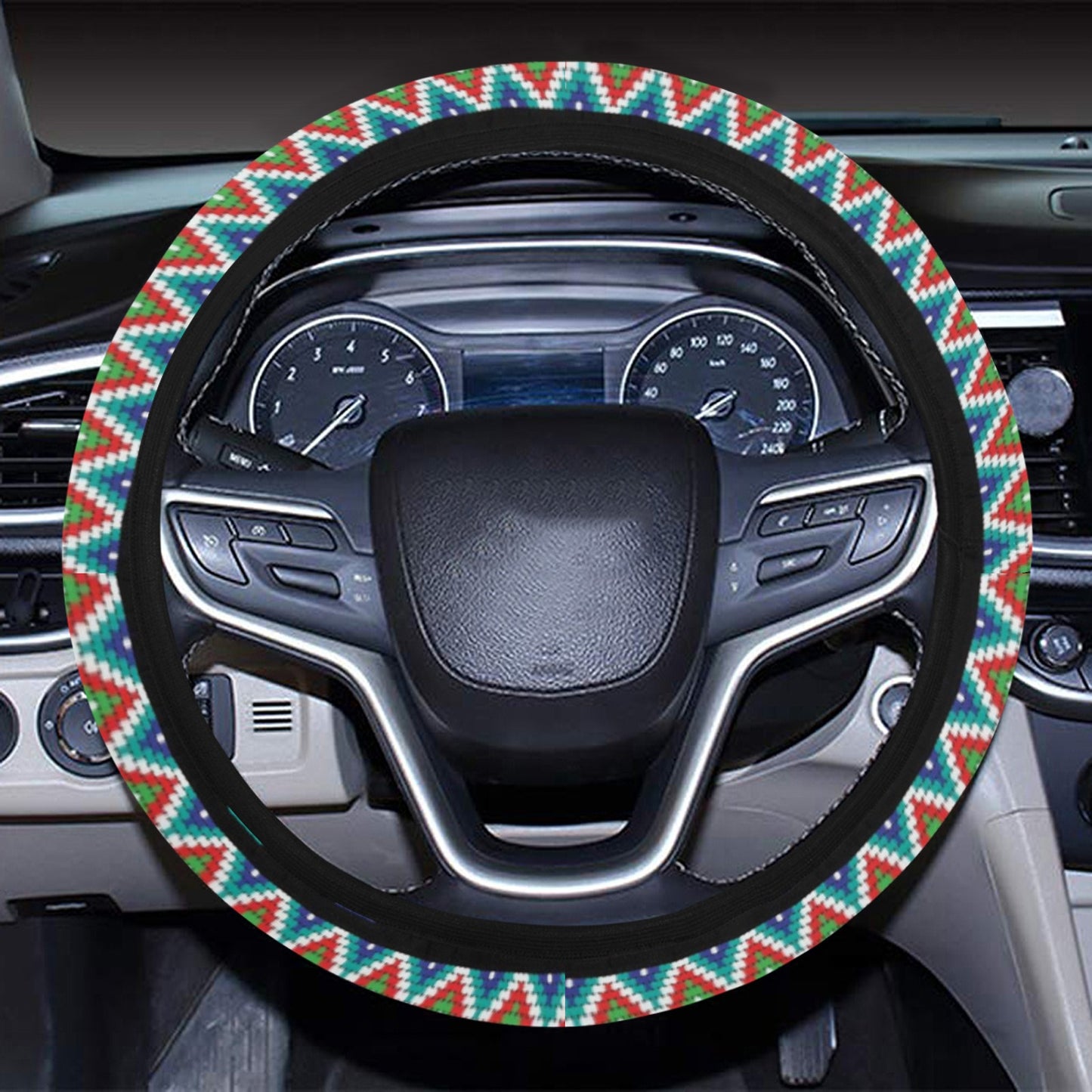 Southwest Pattern Print Design LKS302 Steering Wheel Cover with Elastic Edge