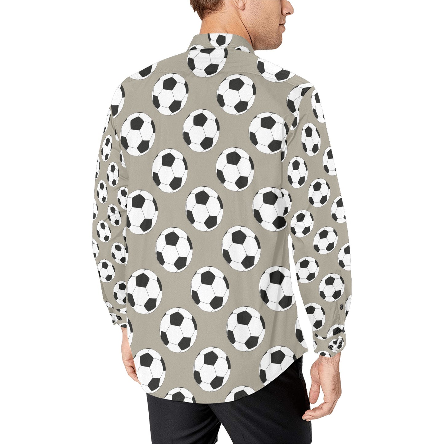 Soccer Ball Print Design LKS302 Men's Long Sleeve Dress Shirt