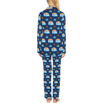 Camper Pattern Camping Themed No 3 Print Women's Long Pajama Set