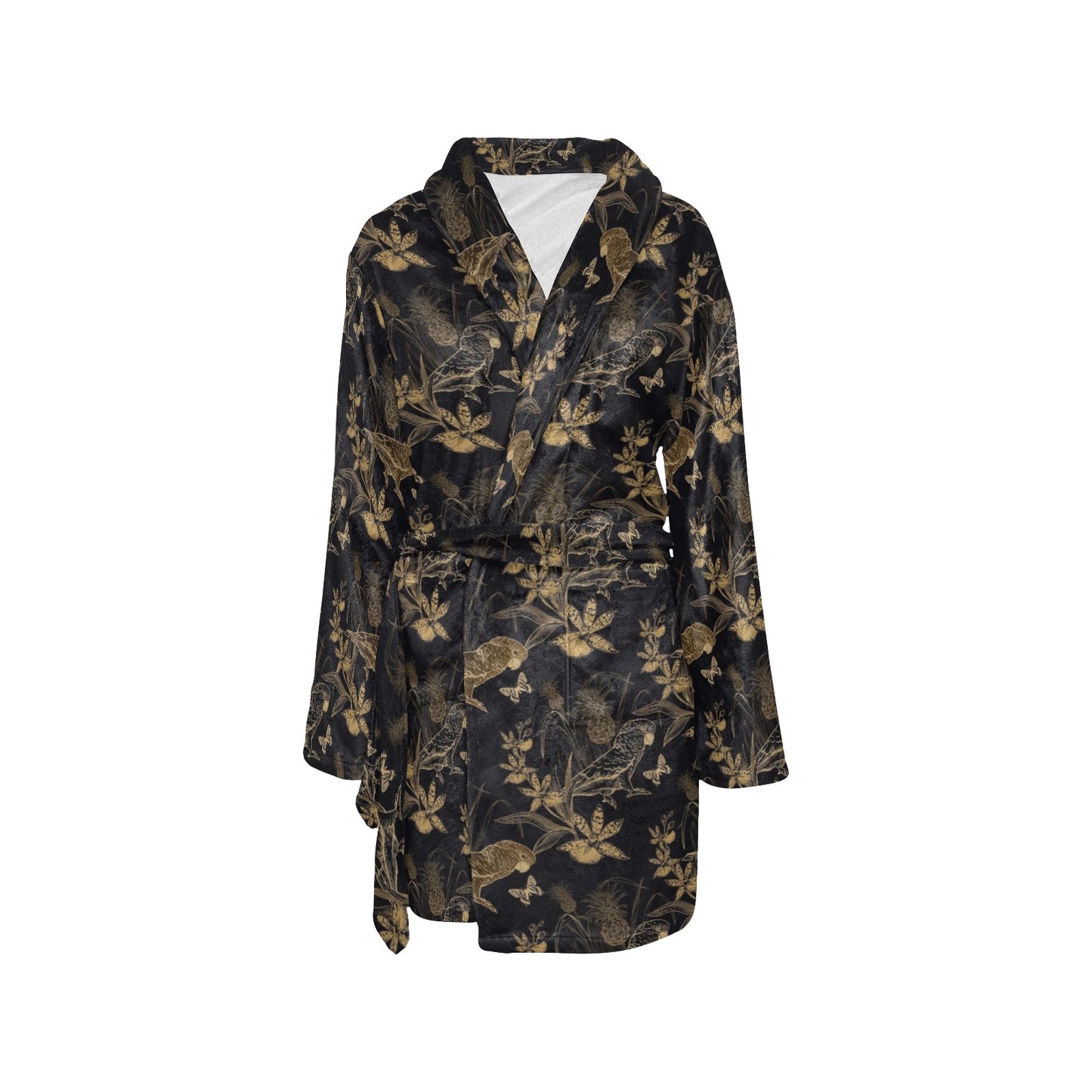 Parakeet Pattern Print Design A05 Women's Fleece Robe