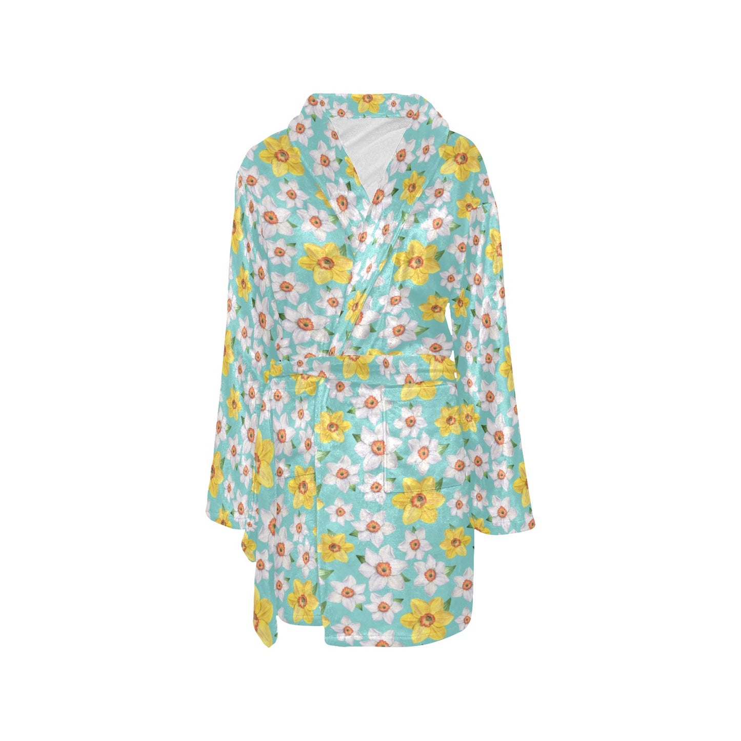 Daffodils Pattern Print Design 02 Women's Fleece Robe