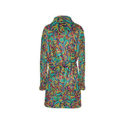 Psychedelic Trippy Floral Design Women's Fleece Robe