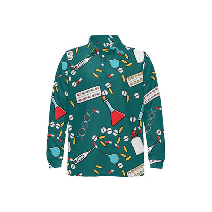 Nurse Pattern Print Design A05 Long Sleeve Polo Shirt For Men's