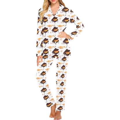 Piano Print Design LKS406 Women's Long Pajama Set