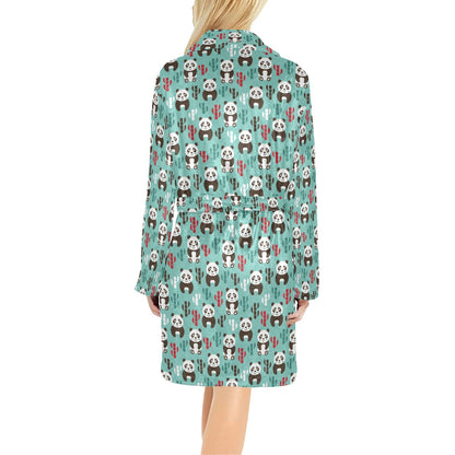 Panda Bear Cute Themed Print Women's Fleece Robe