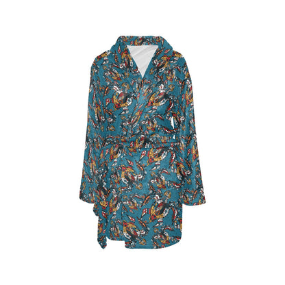Sea Turtle Tribal Colorful Hand Drawn Women's Fleece Robe