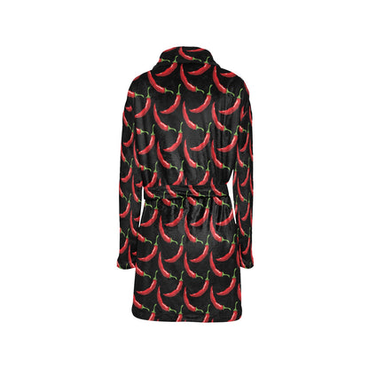 Chilli Pepper Pattern Print Design 01 Women's Fleece Robe