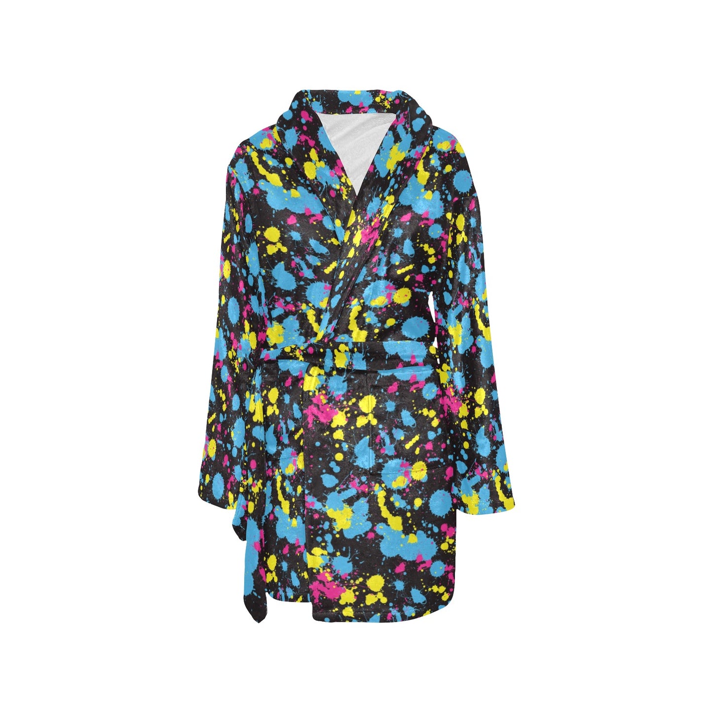 Splatter Colorful Print Design LKS301 Women's Fleece Robe
