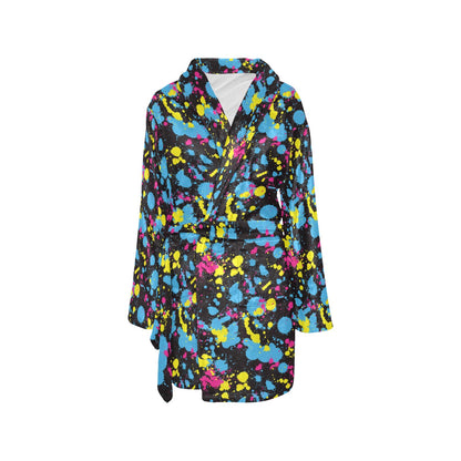 Splatter Colorful Print Design LKS301 Women's Fleece Robe