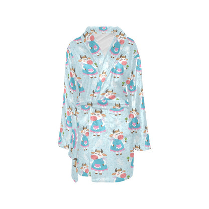 Cattle Happy Pattern Print Design 03 Women's Fleece Robe