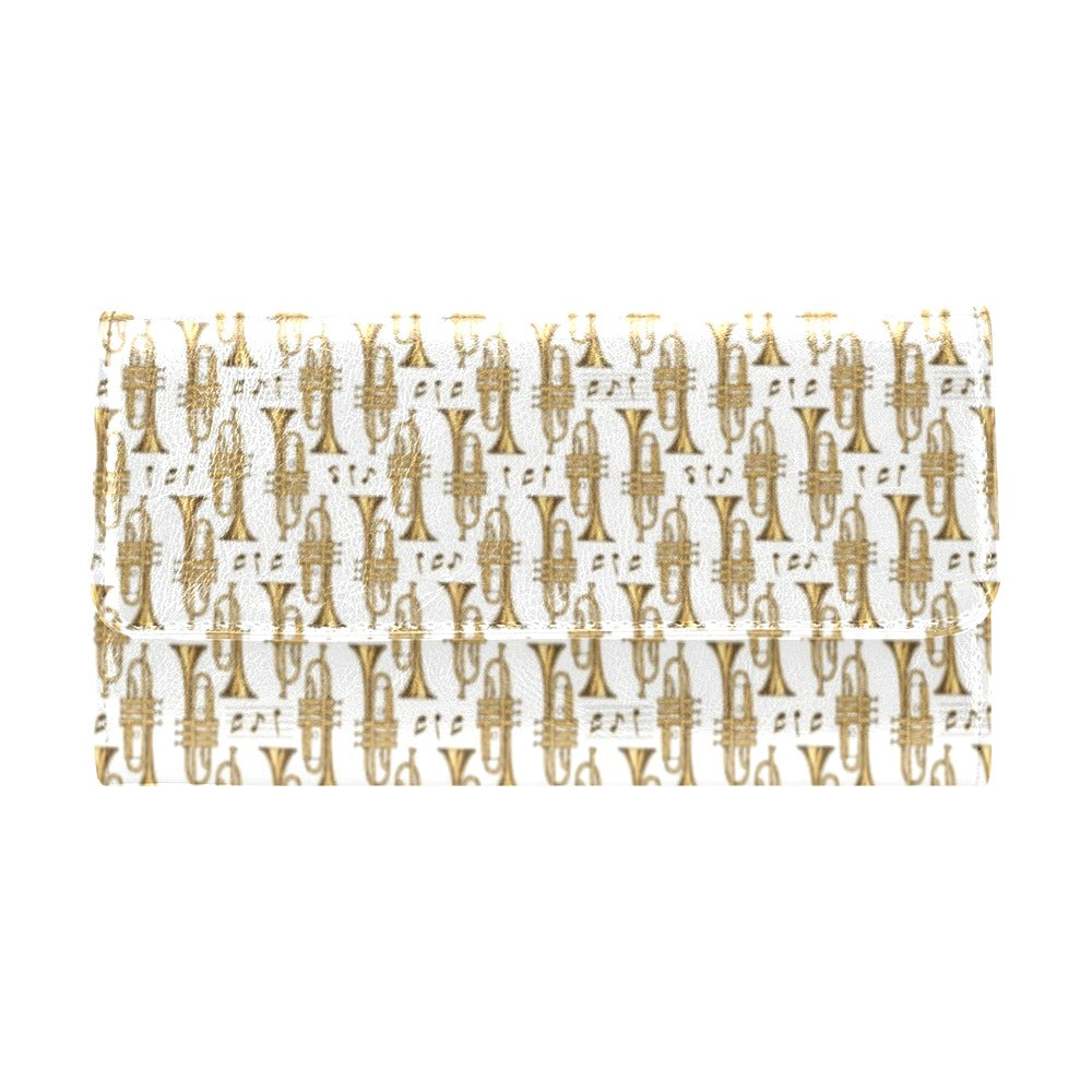 Trumpet with Music Note Print Women's Trifold Wallet