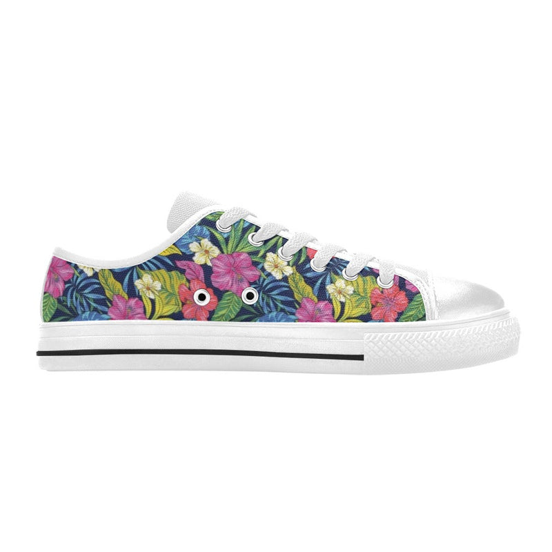 Hibiscus Print Design LKS3010 Women's White Low Top Shoes