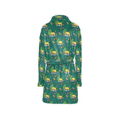 Camping Camper Pattern Print Design 06 Women's Fleece Robe