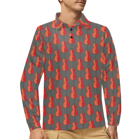 Cello Print Design LKS401 Long Sleeve Polo Shirt For Men's
