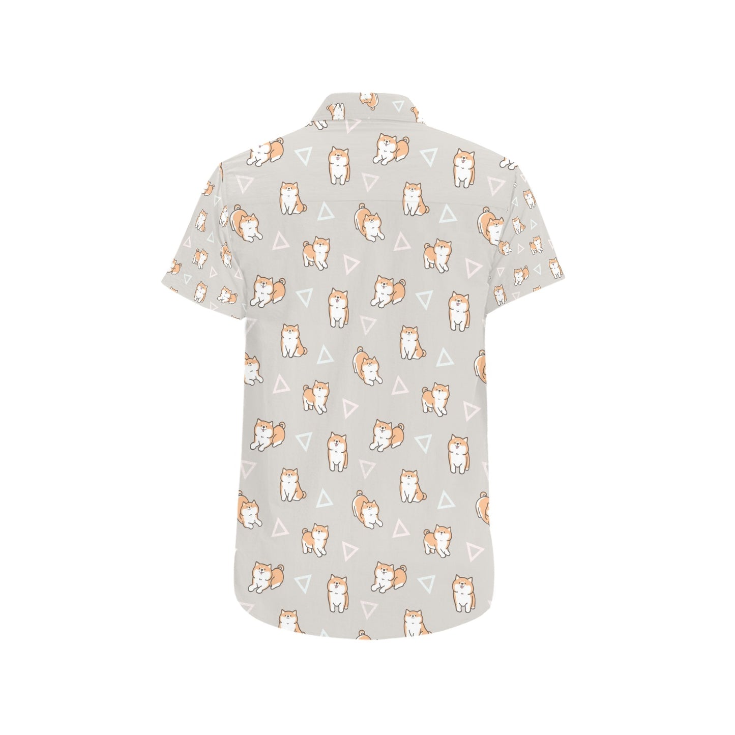 Shiba Inu Print Design LKS307 Men Short Sleeve Button Up Shirt