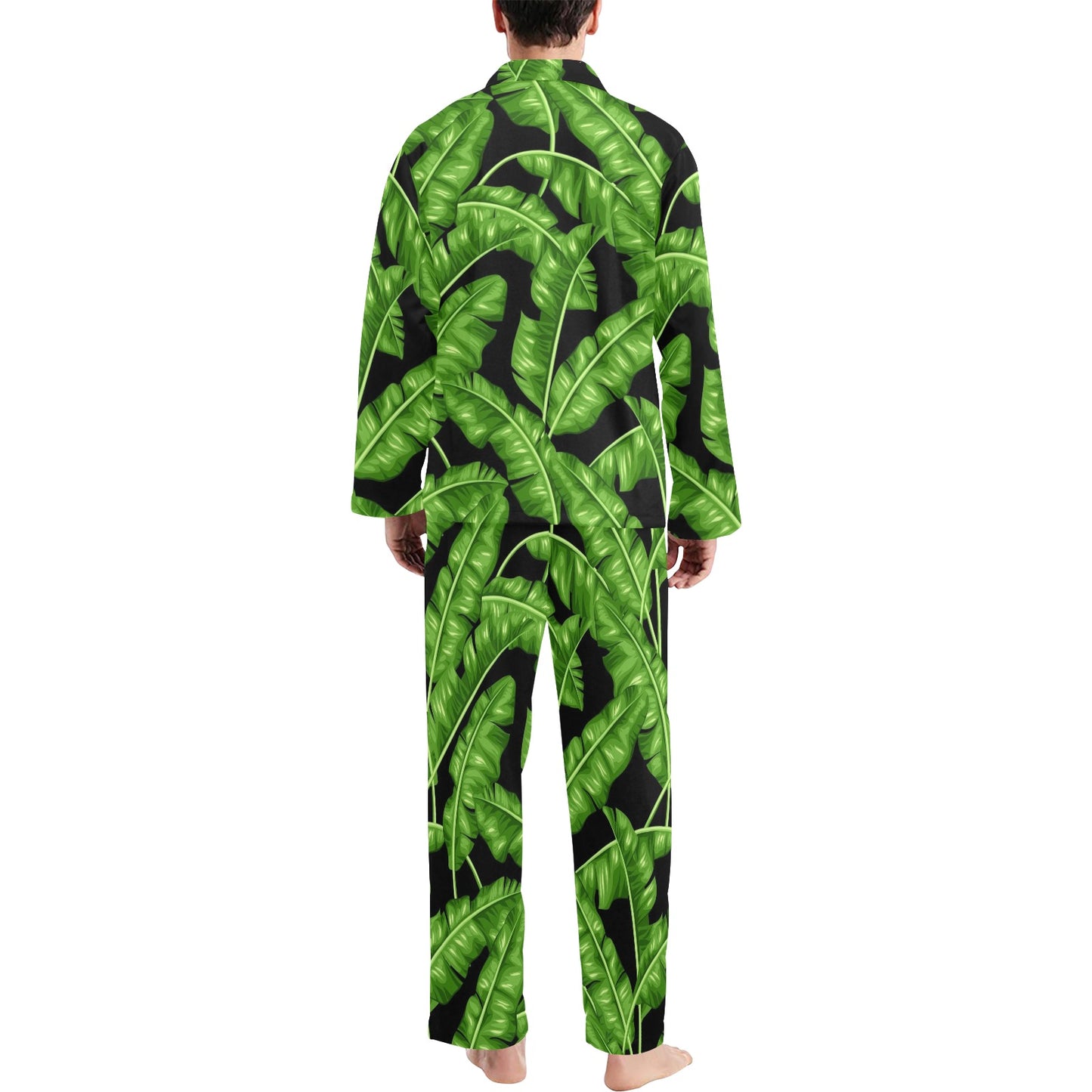 Banana Leaf Pattern Print Design BL01 Men's Long Pajama Set