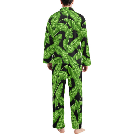 Banana Leaf Pattern Print Design BL01 Men's Long Pajama Set