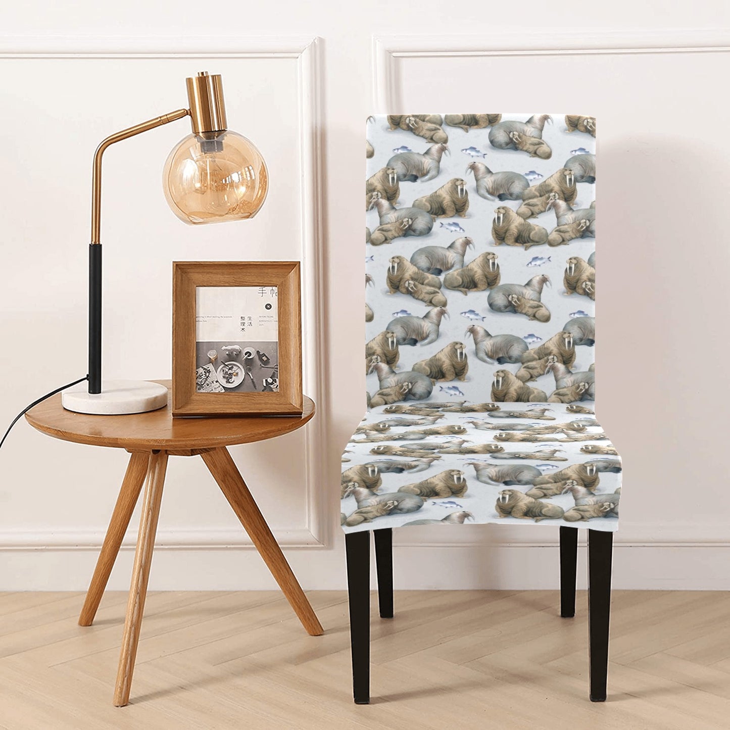 Walrus Print Design LKS401 Dining Chair Slipcover
