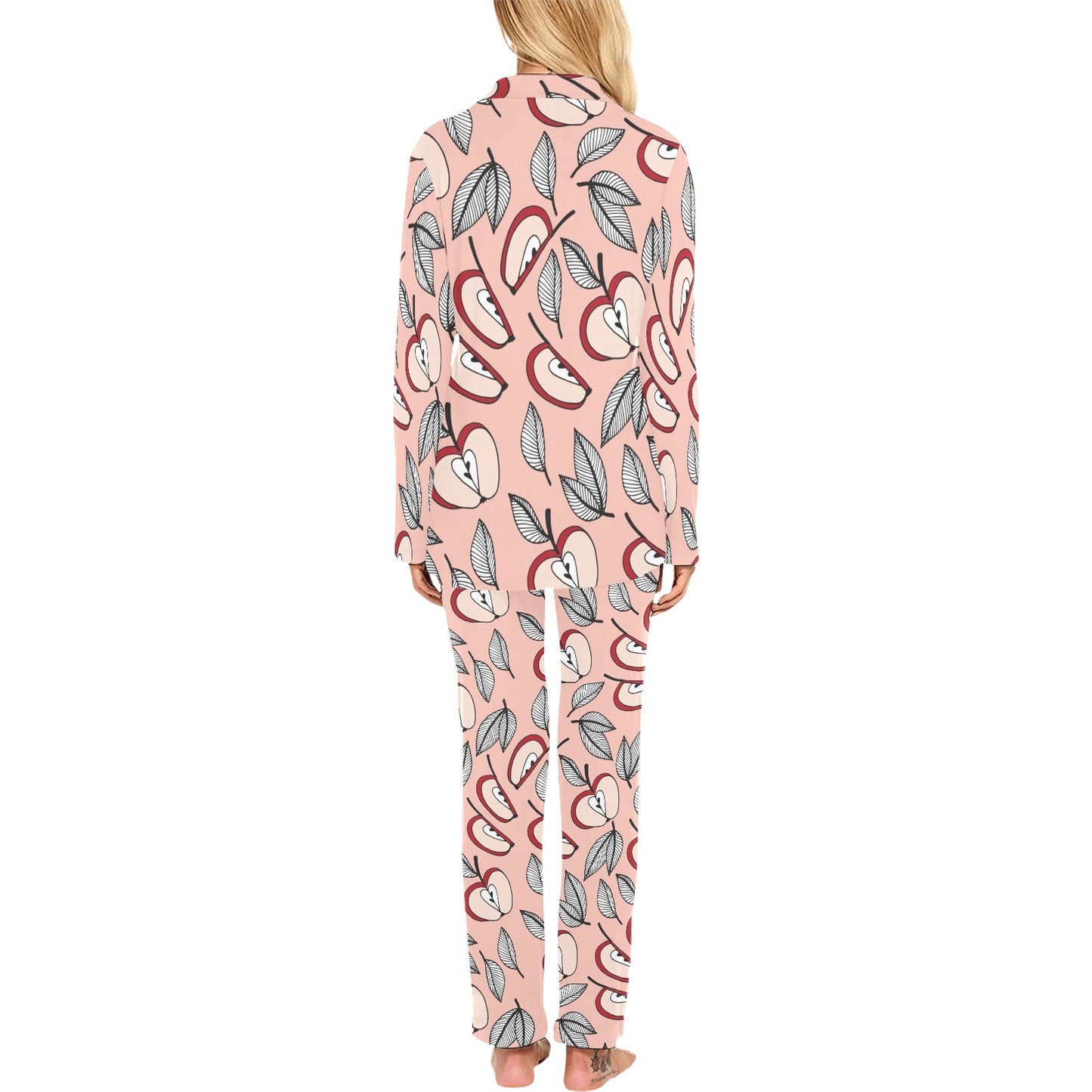 Apple Pattern Print Design AP04 Women's Long Pajama Set