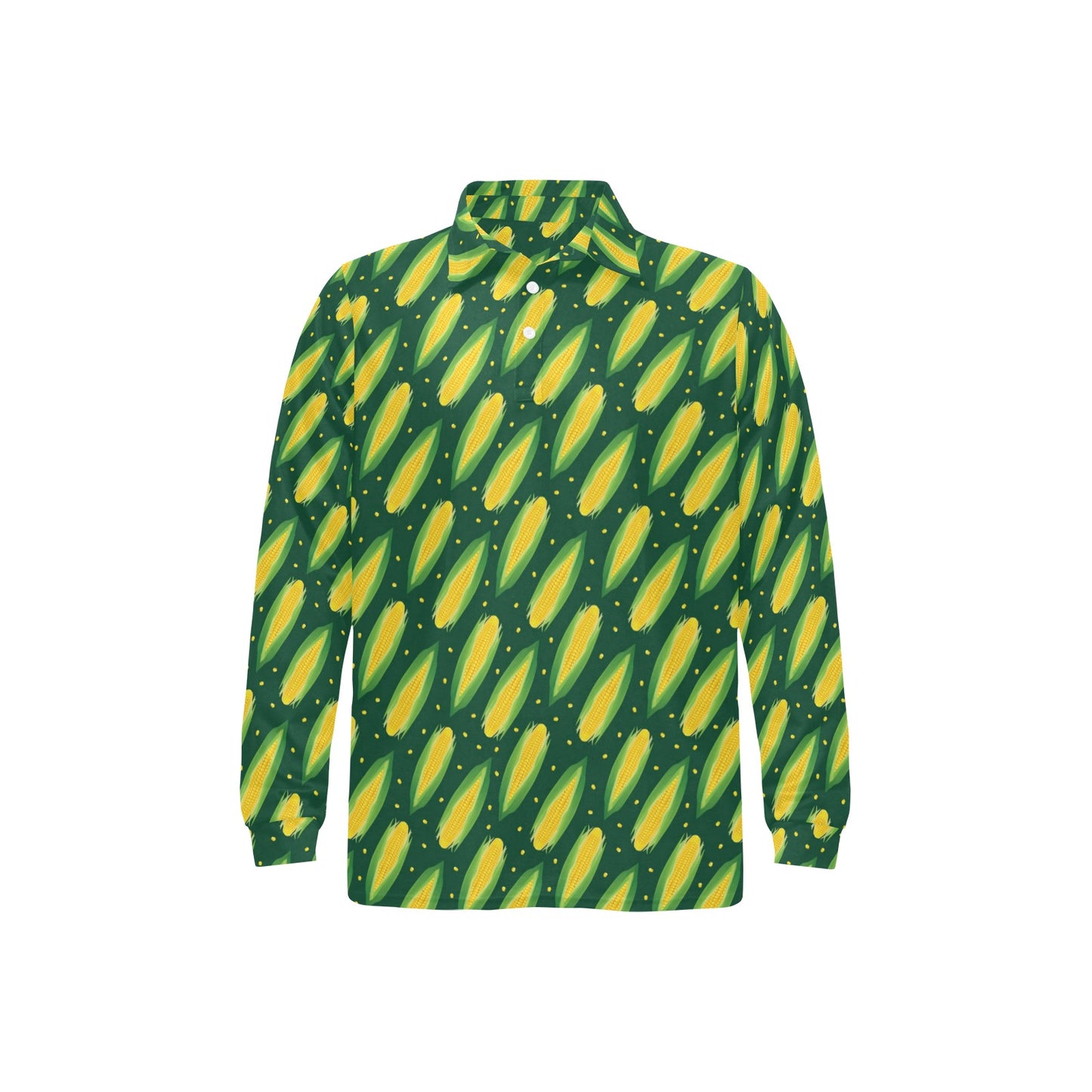 Corn Pattern Print Design 03 Long Sleeve Polo Shirt For Men's