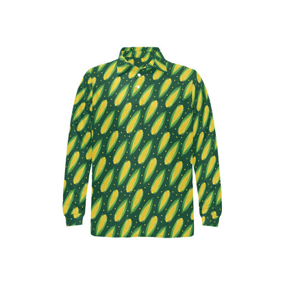 Corn Pattern Print Design 03 Long Sleeve Polo Shirt For Men's