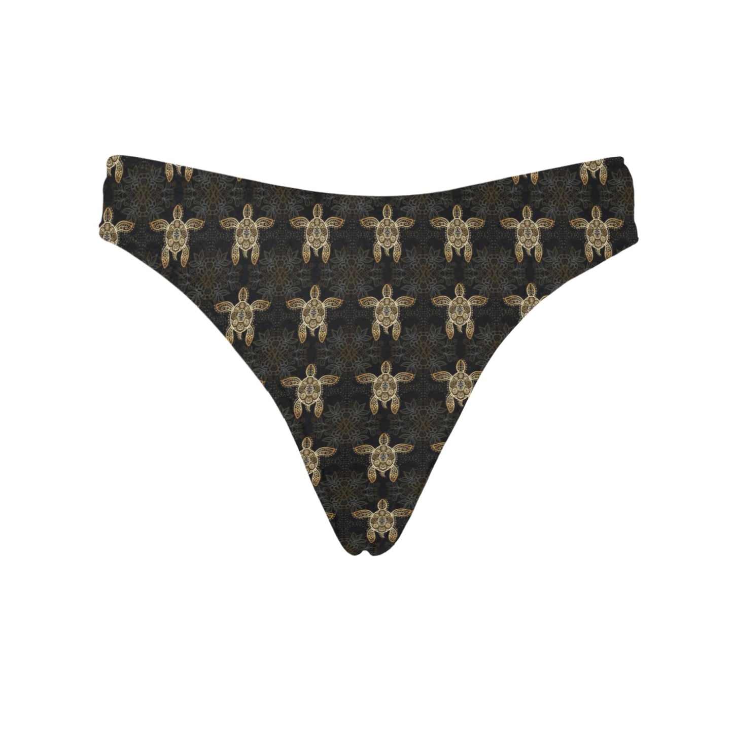 Gold Tribal Turtle Polynesian Design Women's Thongs