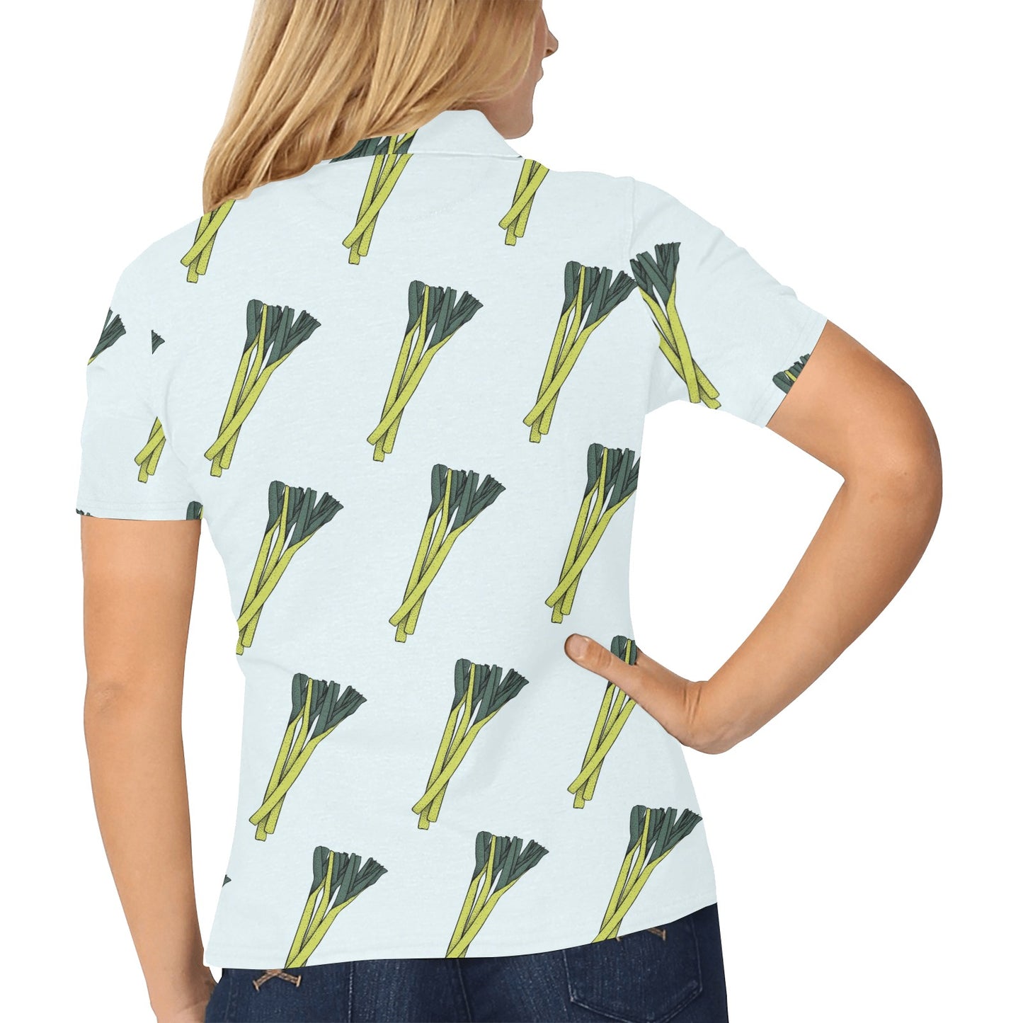 Leek Pattern Print Design 03 Women's Polo Shirt