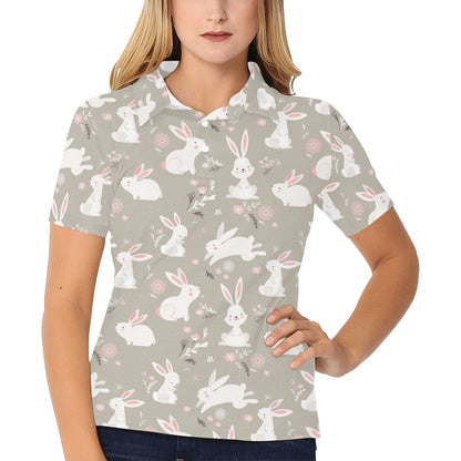 Rabbit Pattern Print Design RB03 Women's Polo Shirt
