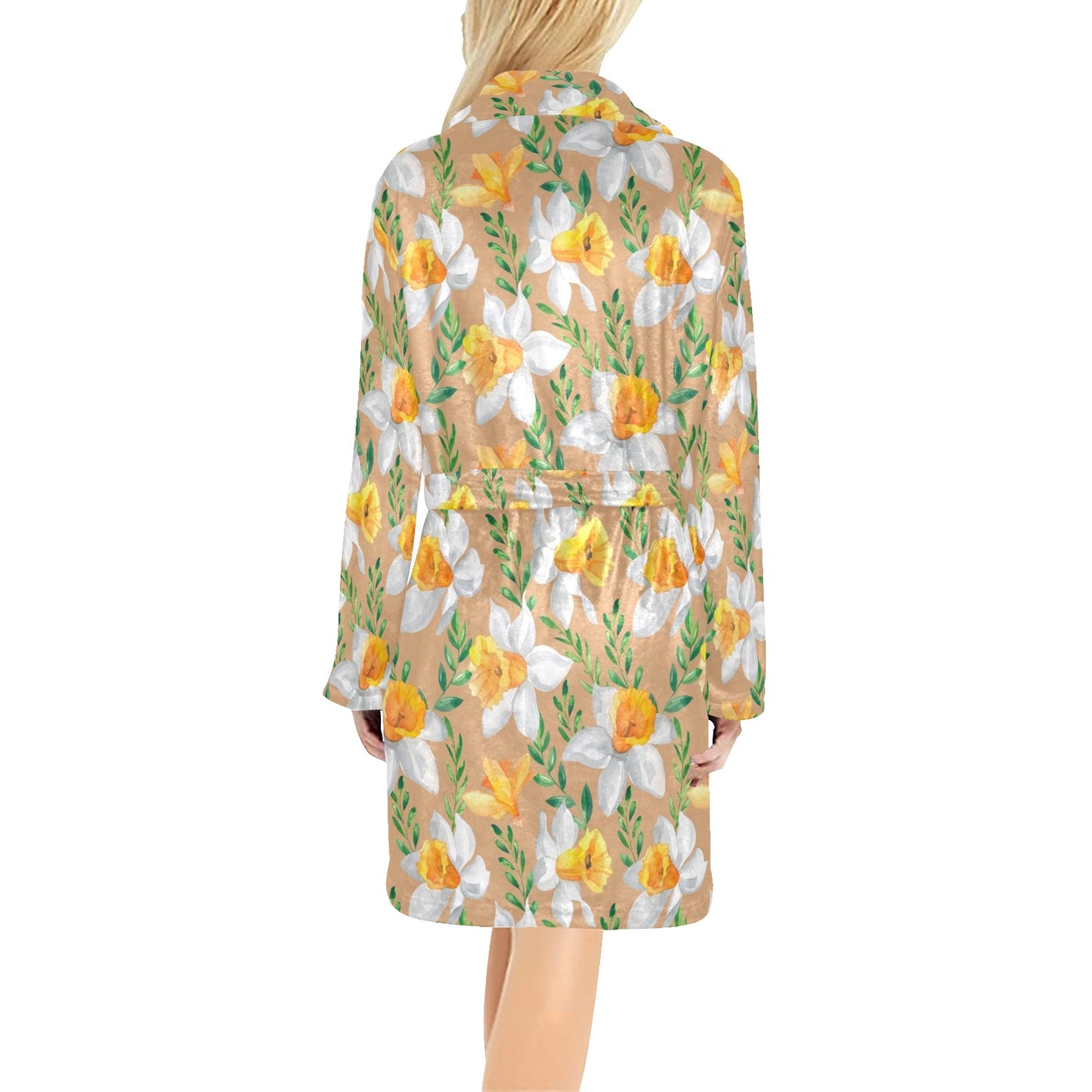 Daffodils Pattern Print Design DF04 Women's Fleece Robe