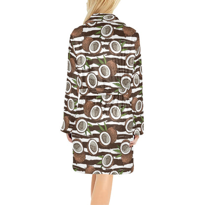 Coconut Pattern Print Design CN04 Women's Fleece Robe
