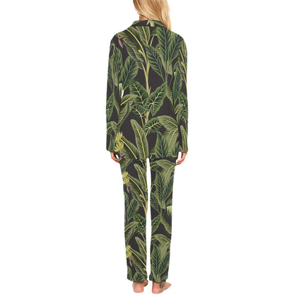 Banana Leaf Pattern Print Design BL04 Women's Long Pajama Set