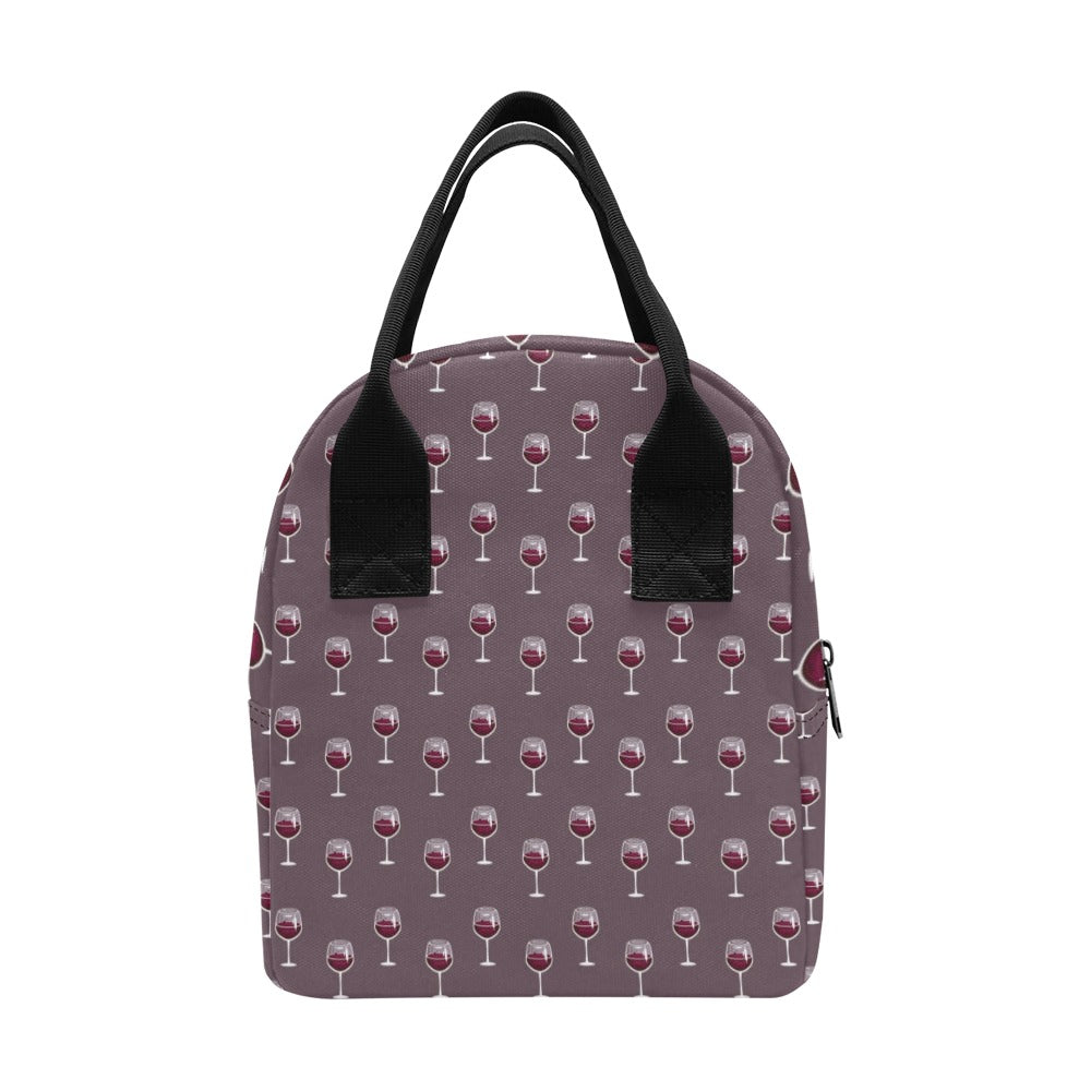 Wine Glass Pattern Print Design LKS305 Insulated Lunch Bag