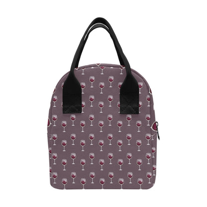 Wine Glass Pattern Print Design LKS305 Insulated Lunch Bag