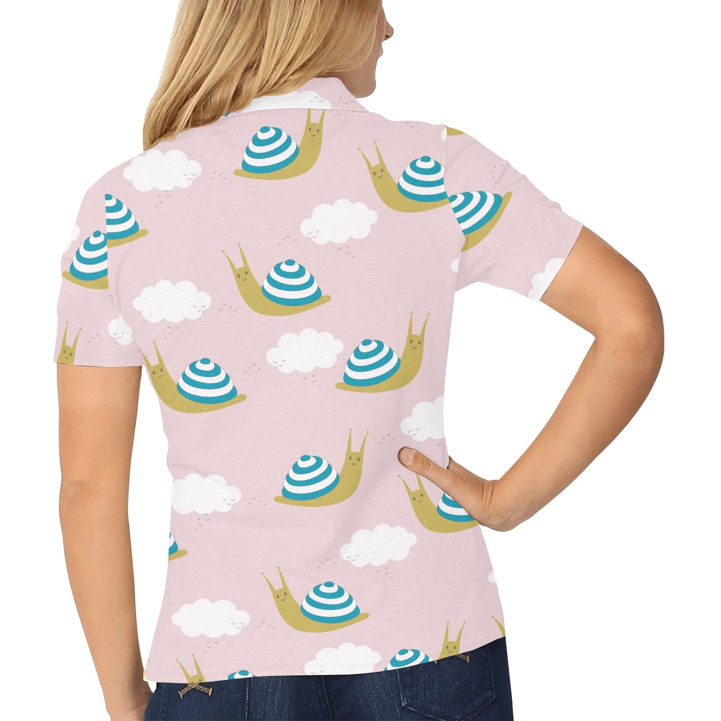 Snail Pattern Print Design 02 Women's Polo Shirt