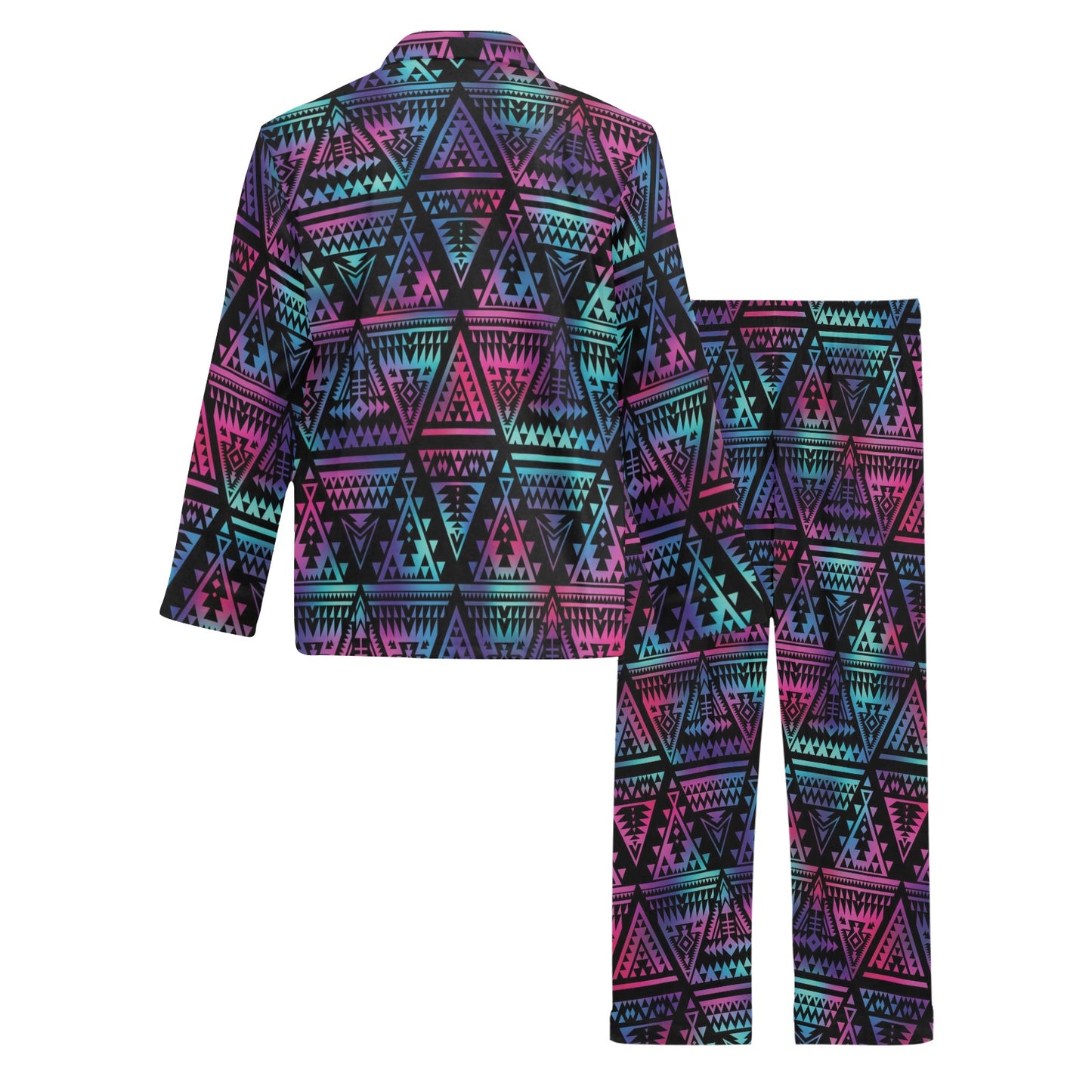 Tribal aztec Dark Multicolor Men's Long Pajama Set