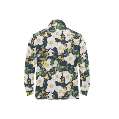 Anemone Pattern Print Design AM04 Long Sleeve Polo Shirt For Men's