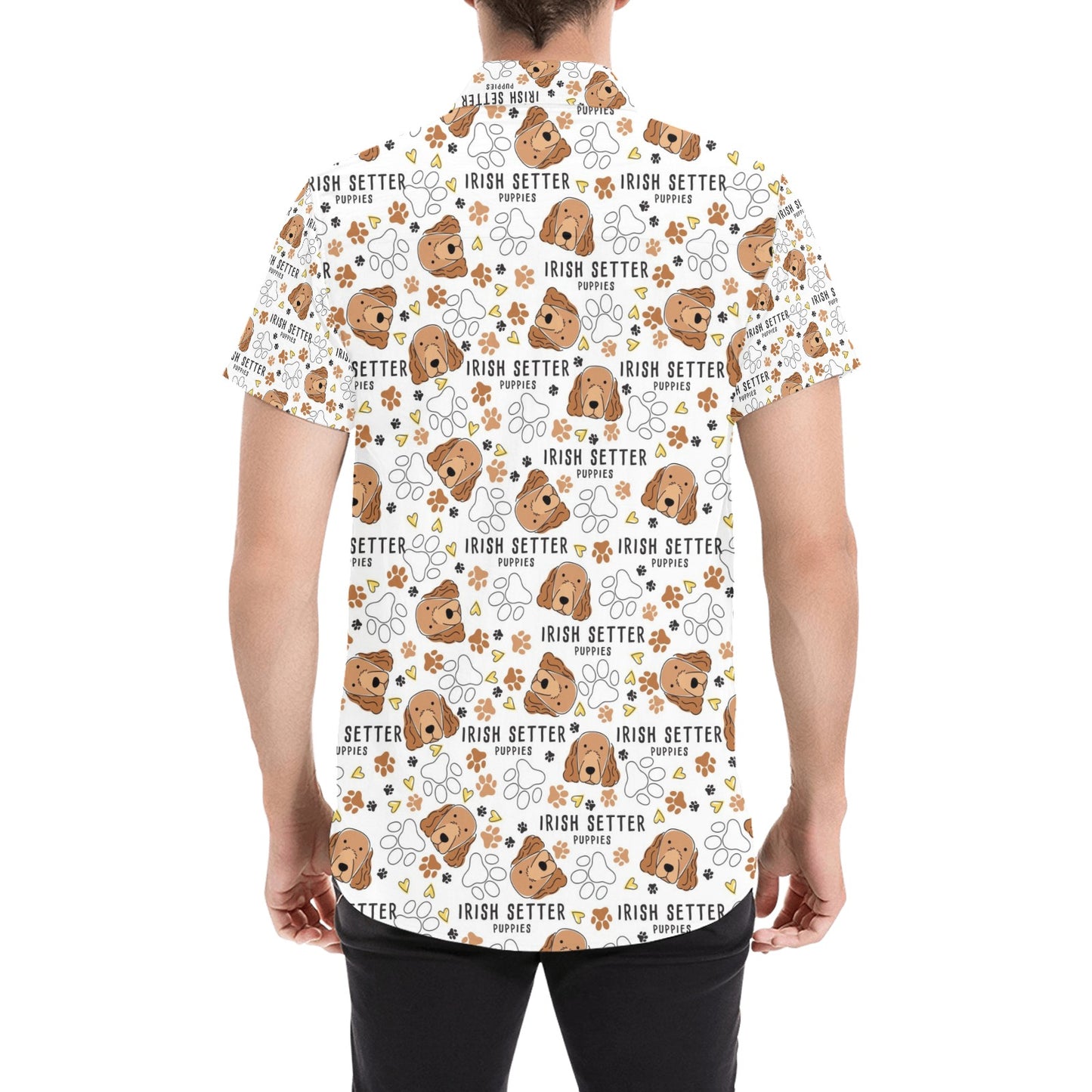 Setters Irish Print Design LKS301 Men Short Sleeve Button Up Shirt