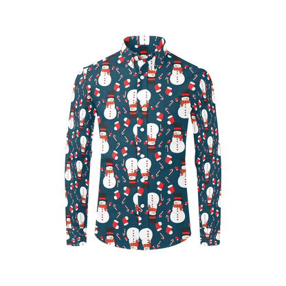 Snowman Print Design LKS301 Men's Long Sleeve Dress Shirt