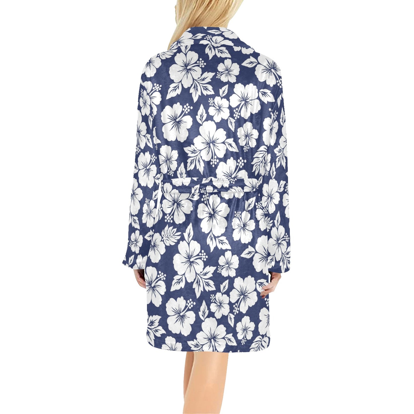 Hibiscus Pattern Print Design HB012 Women's Fleece Robe