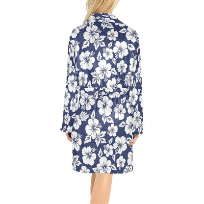 Hibiscus Pattern Print Design HB012 Women's Fleece Robe
