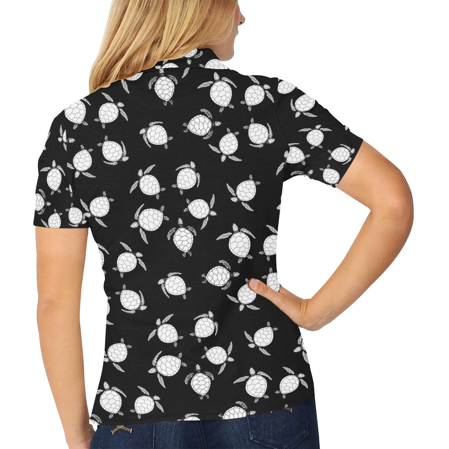 Sea Turtle Print Design LKS303 Women's Polo Shirt