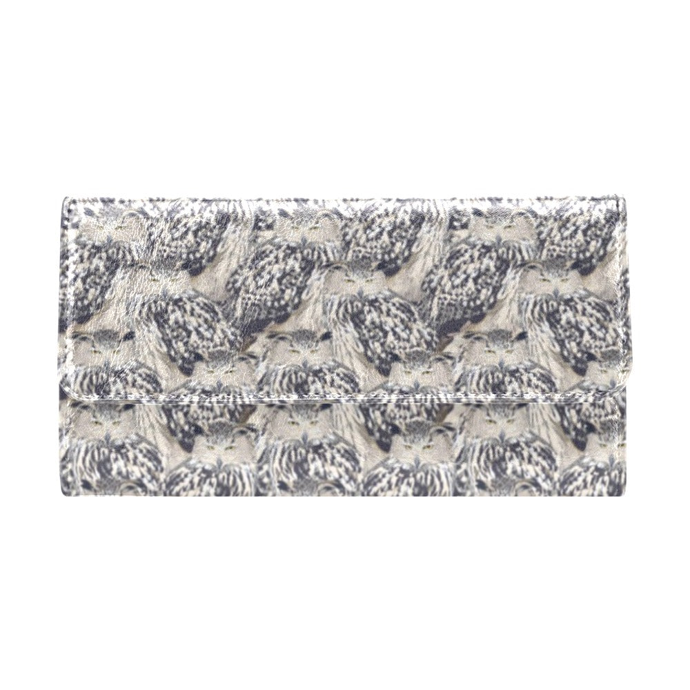 Owl Realistic Themed Design Print Women's Trifold Wallet
