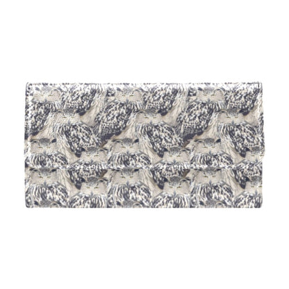 Owl Realistic Themed Design Print Women's Trifold Wallet