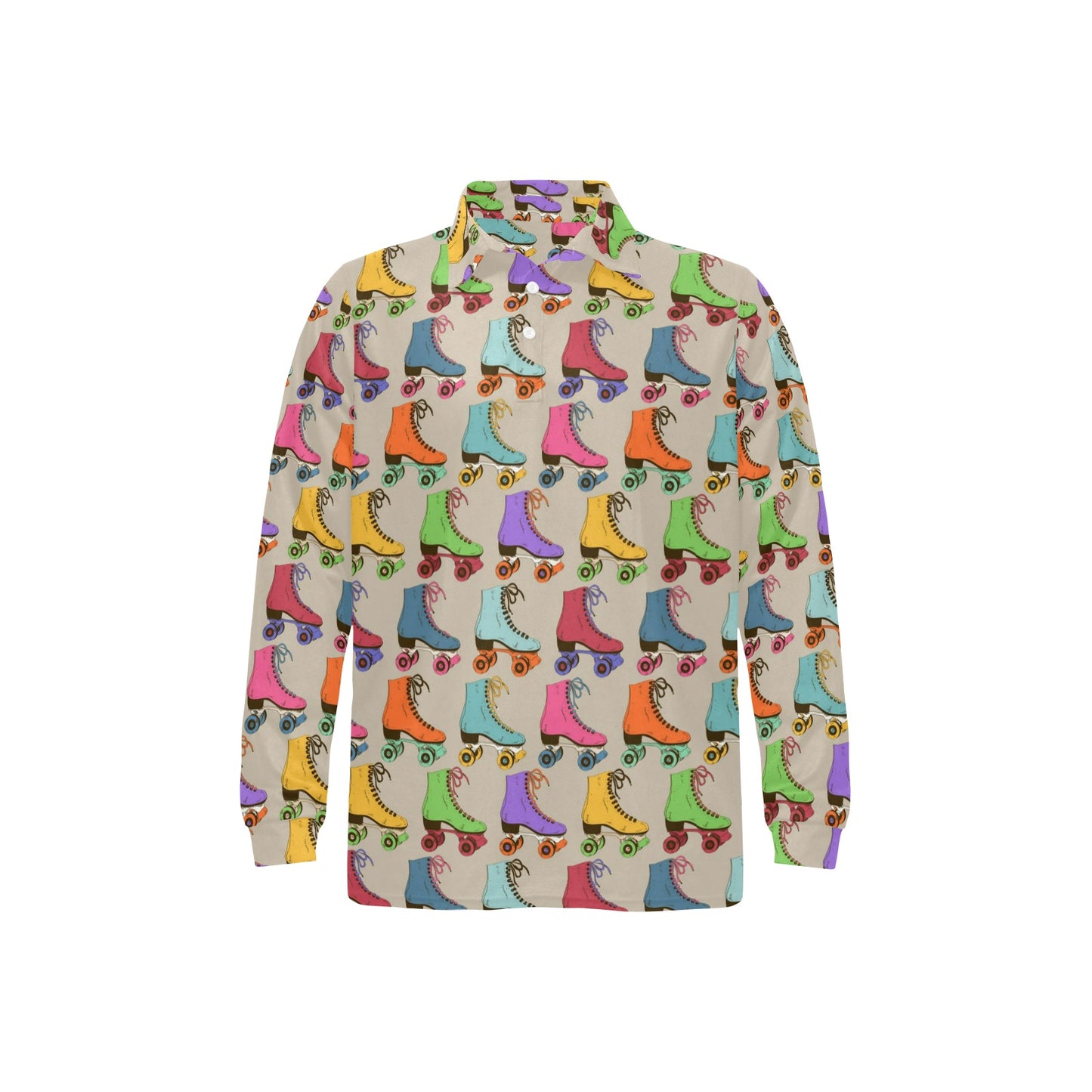 Roller skate Pattern Print Design A01 Long Sleeve Polo Shirt For Men's
